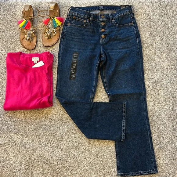 J. Crew Mid Rise Flare Crop Jeans - Picture 2 of 11